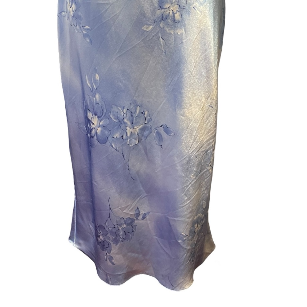 Private‎ Luxuries Vintage Blue Floral Shiny Satin Sexy Slip Dress Nightgown 8 - Picture 9 of 10